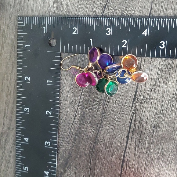 Vintage Crystal Stained Glass Dangle Earrings E1022 - Picture 2 of 2